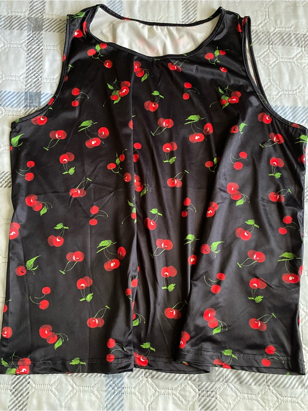 SHEIN Black Cherry Print Sleeveless Sleep Tank